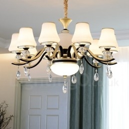 Modern Och Modern Retro Lyxig Kristallhängande Lampa Ljuskrona Med Glasskärm