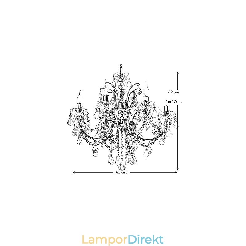 Elegant Kristallkrona Med 8 Lampor