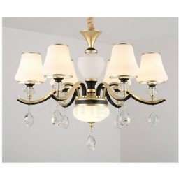 Modern Och Modern Retro Lyxig Kristallhängande Lampa Ljuskrona Med Glasskärm