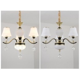 Modern Och Modern Retro Lyxig Kristallhängande Lampa Ljuskrona Med Glasskärm
