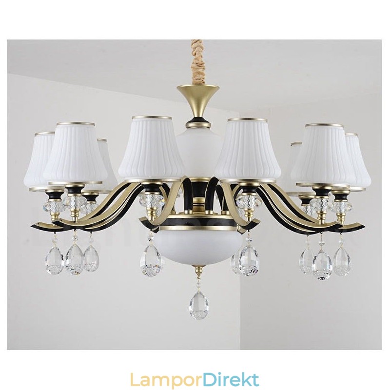 Modern Och Modern Retro Lyxig Kristallhängande Lampa Ljuskrona Med Glasskärm