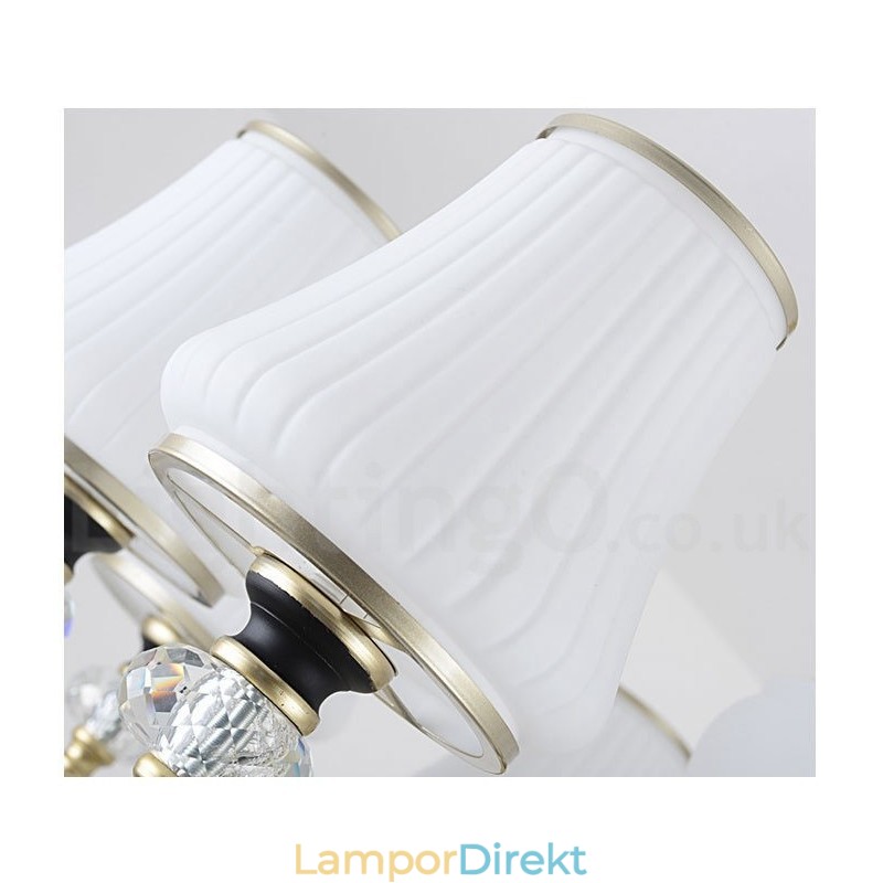 Modern Och Modern Retro Lyxig Kristallhängande Lampa Ljuskrona Med Glasskärm