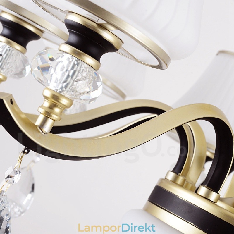 Modern Och Modern Retro Lyxig Kristallhängande Lampa Ljuskrona Med Glasskärm