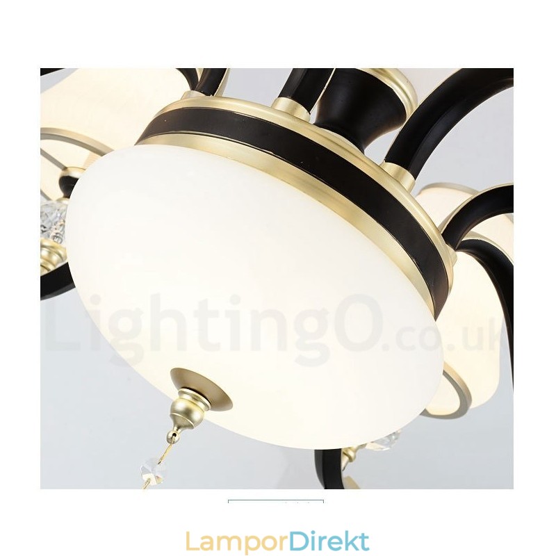 Modern Och Modern Retro Lyxig Kristallhängande Lampa Ljuskrona Med Glasskärm