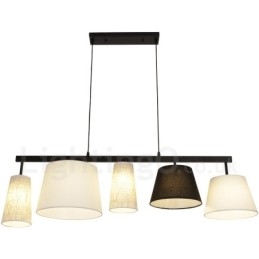Modern Contemporary 5 Light Steel Pendellampa Med Tygskärm