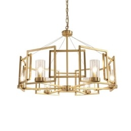 Modern Contemporary 6 Ljus Mässing Taklampa Med Glasskärm