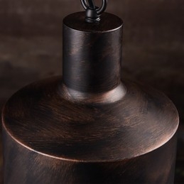 Ljuskrona Rustic Lodge Drum Metal Pendel Light
