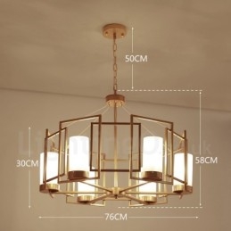 Modern Contemporary 6 Ljus Mässing Taklampa Med Glasskärm