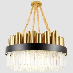 Modern Contemporary 16 Light Steel Pendellampa Med Kristallskärm