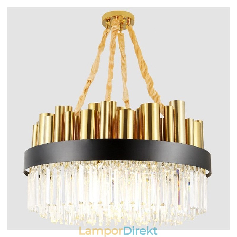 Modern Contemporary 16 Light Steel Pendellampa Med Kristallskärm