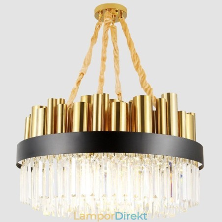 Modern Contemporary 16 Light Steel Pendellampa Med Kristallskärm