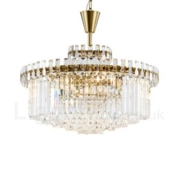 Modern Contemporary 9 Light Steel Pendellampa Med Kristallskärm