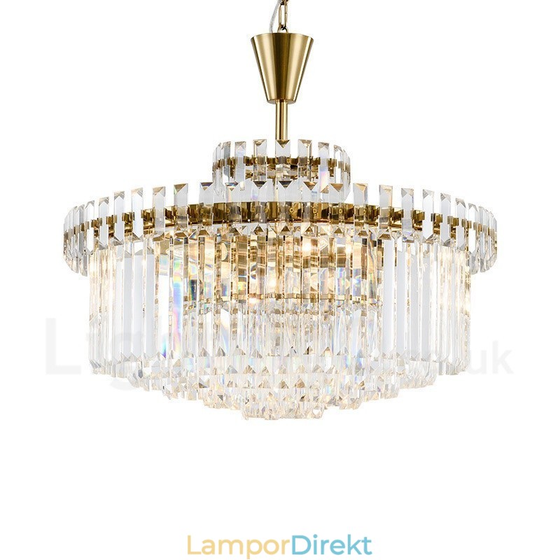 Modern Contemporary 9 Light Steel Pendellampa Med Kristallskärm