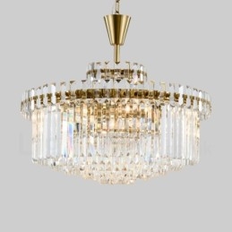 Modern Contemporary 9 Light Steel Pendellampa Med Kristallskärm