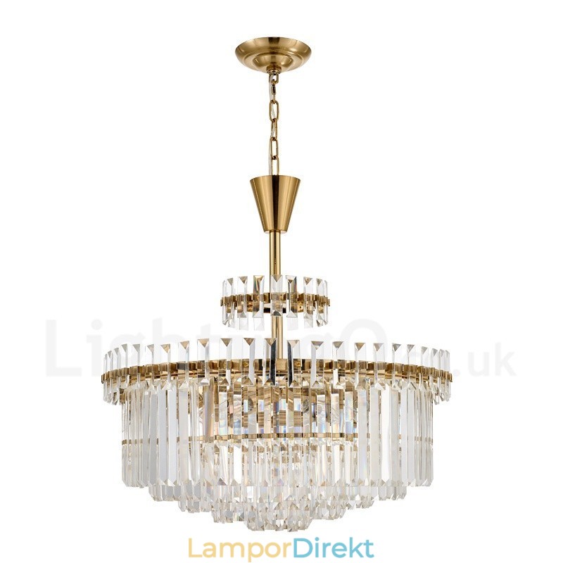 Modern Contemporary 9 Light Steel Pendellampa Med Kristallskärm