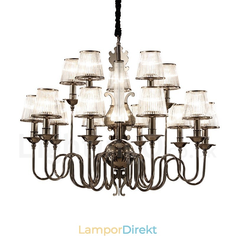 Modern Och Modern Ljuskrona I 15 Ljus Stål Med Skärm I Akryl