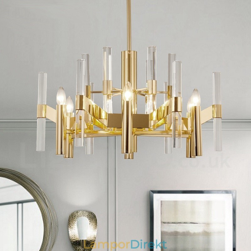 Modern Contemporary 8 Ljusmetallkrona Med Kristallskärm