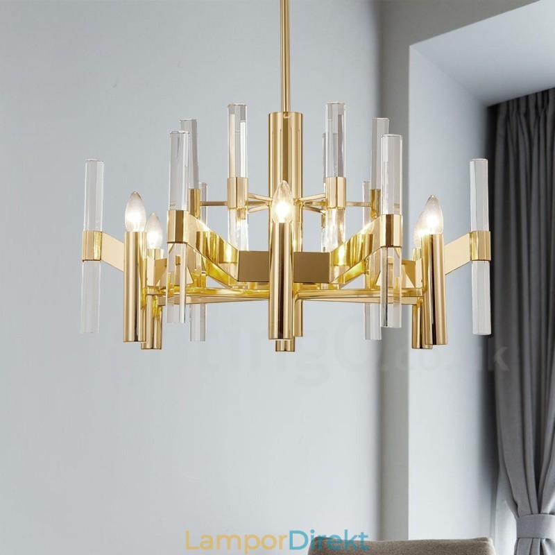 Modern Contemporary 8 Ljusmetallkrona Med Kristallskärm
