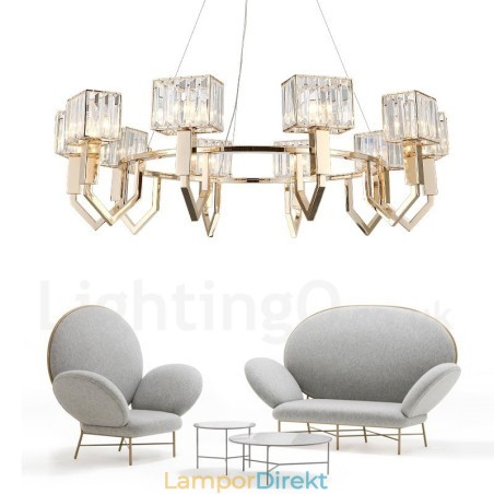 Modern Contemporary 10 Light Steel Pendellampa Med Kristallskärm Modern Contemporary 10 Light Steel Pendellampa Med Kristallskärm