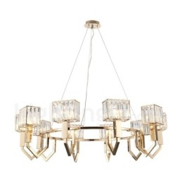 Modern Contemporary 10 Light Steel Pendellampa Med Kristallskärm