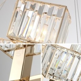 Modern Contemporary 10 Light Steel Pendellampa Med Kristallskärm