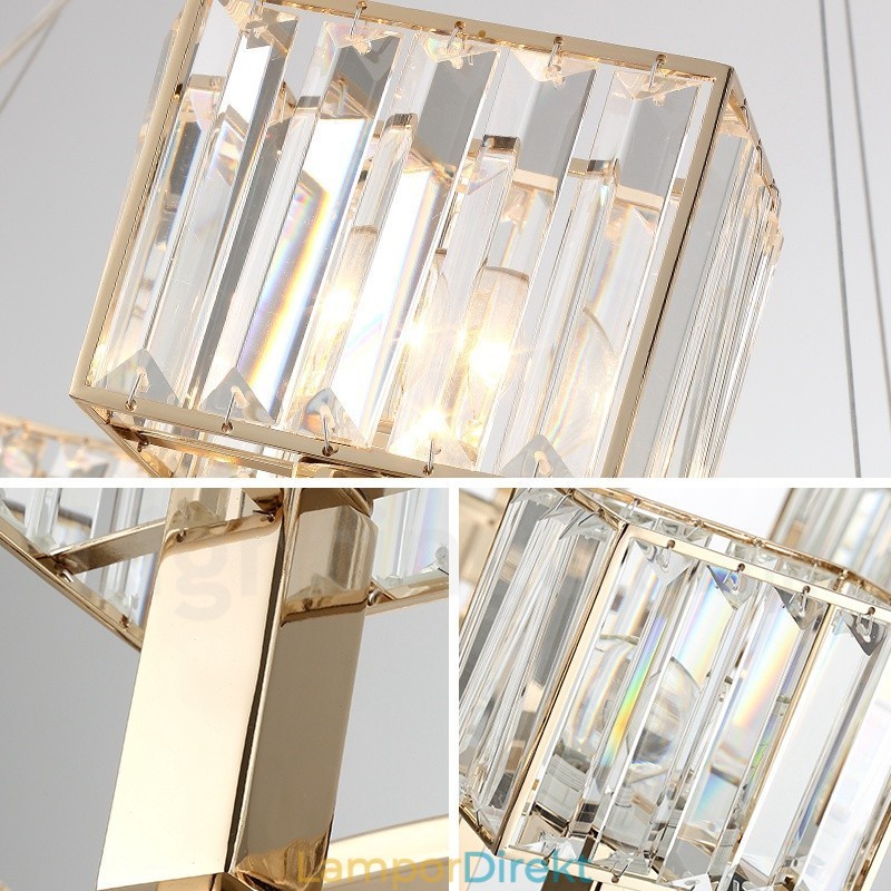 Modern Contemporary 10 Light Steel Pendellampa Med Kristallskärm