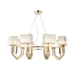 Modern Contemporary 8 Light Steel Pendellampa Med Kristallskärm