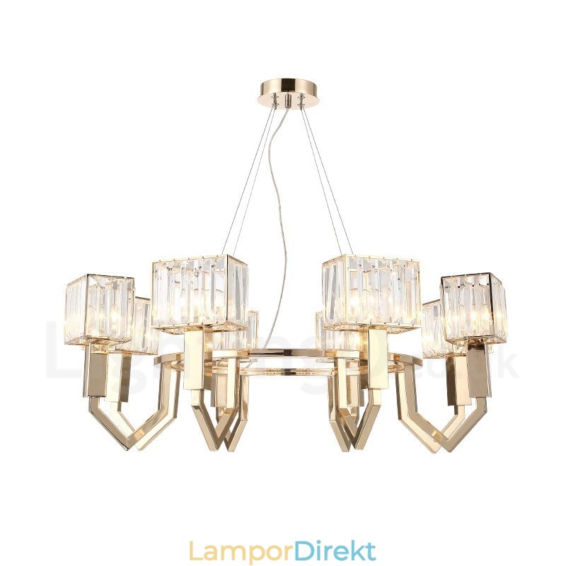 Modern Contemporary 8 Light Steel Pendellampa Med Kristallskärm