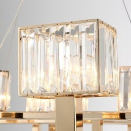 Modern Contemporary 6 Light Steel Pendellampa Med Kristallskärm