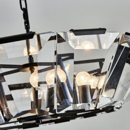 Modern Contemporary 8 Light Steel Pendellampa Med Kristallglasskärm
