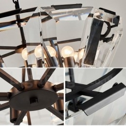 Modern Contemporary 8 Light Steel Pendellampa Med Kristallglasskärm