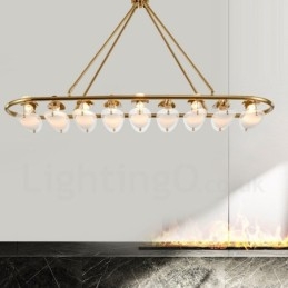 Modern Contemporary 9 Ljus Mässing Taklampa Med Glasskärm