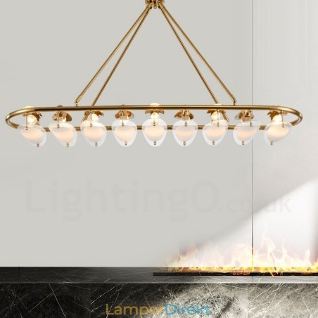 Modern Contemporary 9 Ljus Mässing Taklampa Med Glasskärm Modern Contemporary 9 Ljus Mässing Taklampa Med Glasskärm