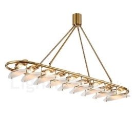 Modern Contemporary 9 Ljus Mässing Taklampa Med Glasskärm