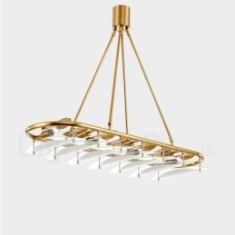 Modern Contemporary 9 Ljus Mässing Taklampa Med Glasskärm