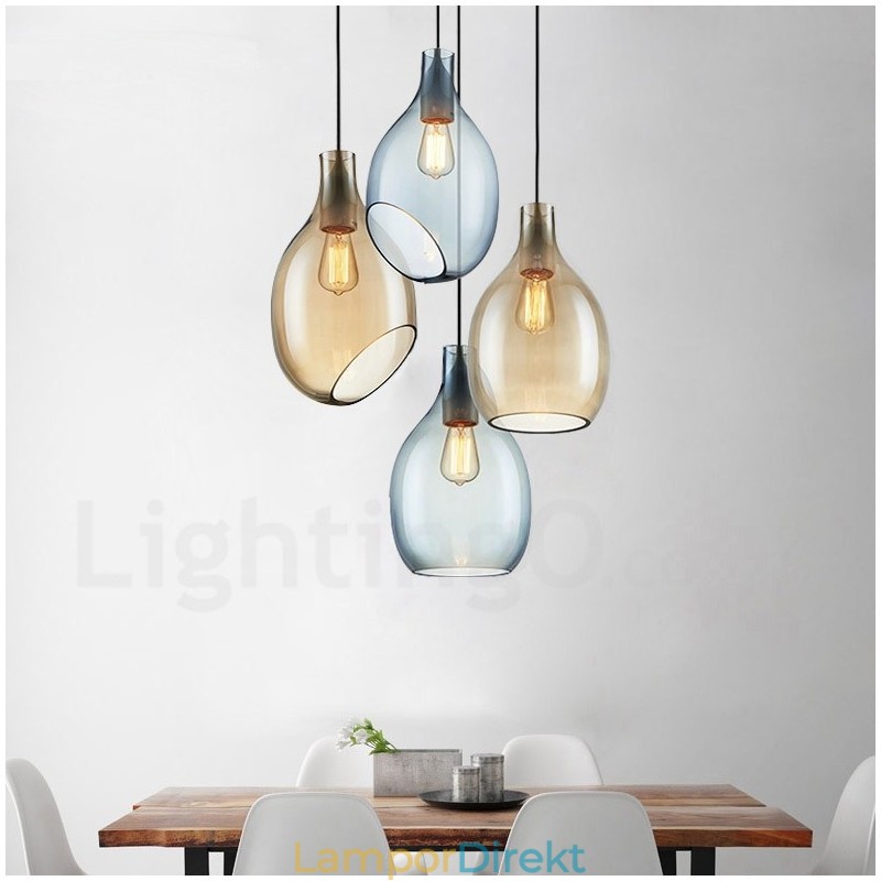 Modern Contemporary 1 Light Glas Pendellampa Med Glasskärm