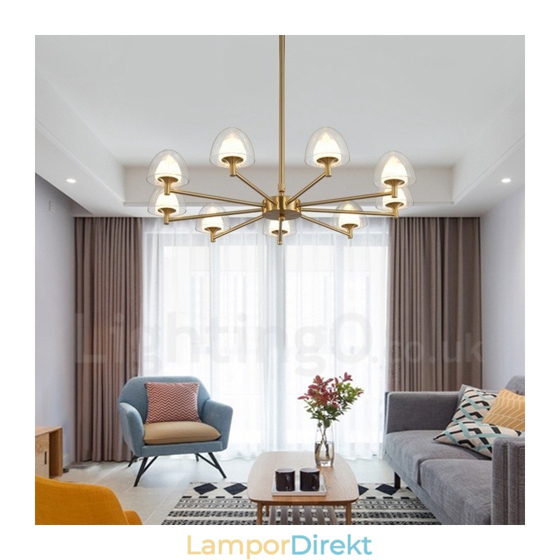 Modern Contemporary 9 Ljusmetallkrona Med Akrylskärm