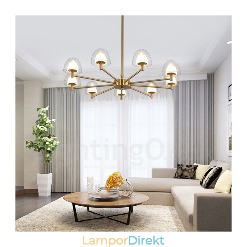 Modern Contemporary 9 Ljusmetallkrona Med Akrylskärm