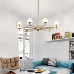 Modern Contemporary 9 Ljusmetallkrona Med Akrylskärm