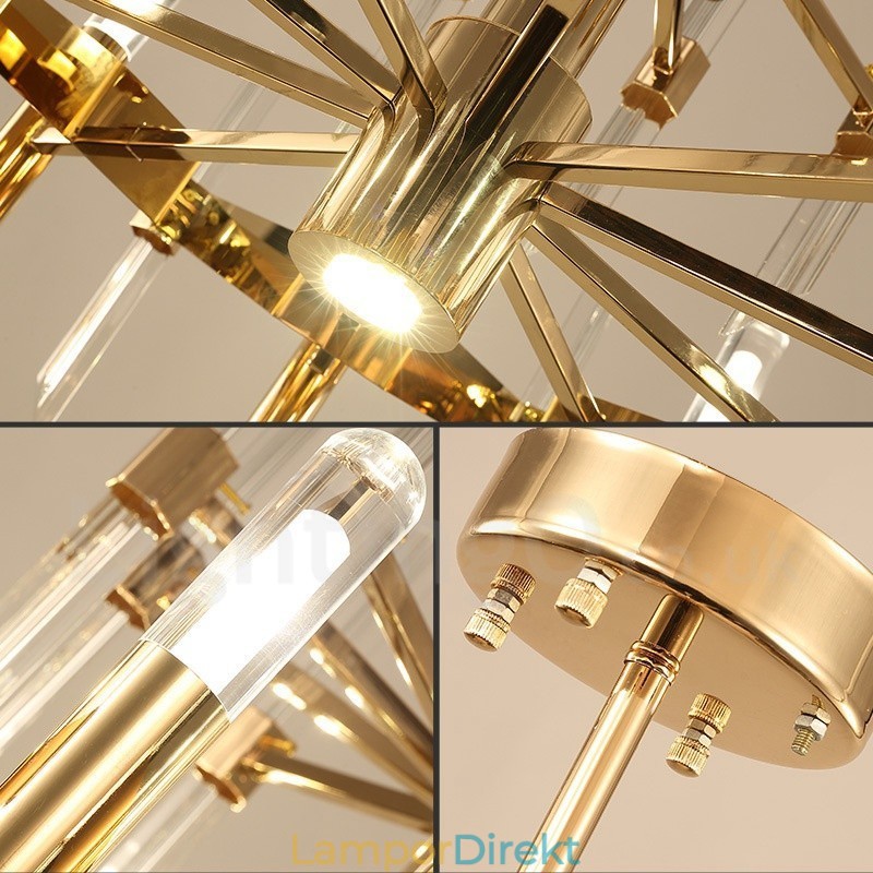 Modern Samtida 18 Ljuskrona Av Aluminiumlegering Med Kristallskärm