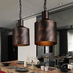 Ljuskrona Rustic Lodge Drum Metal Pendel Light