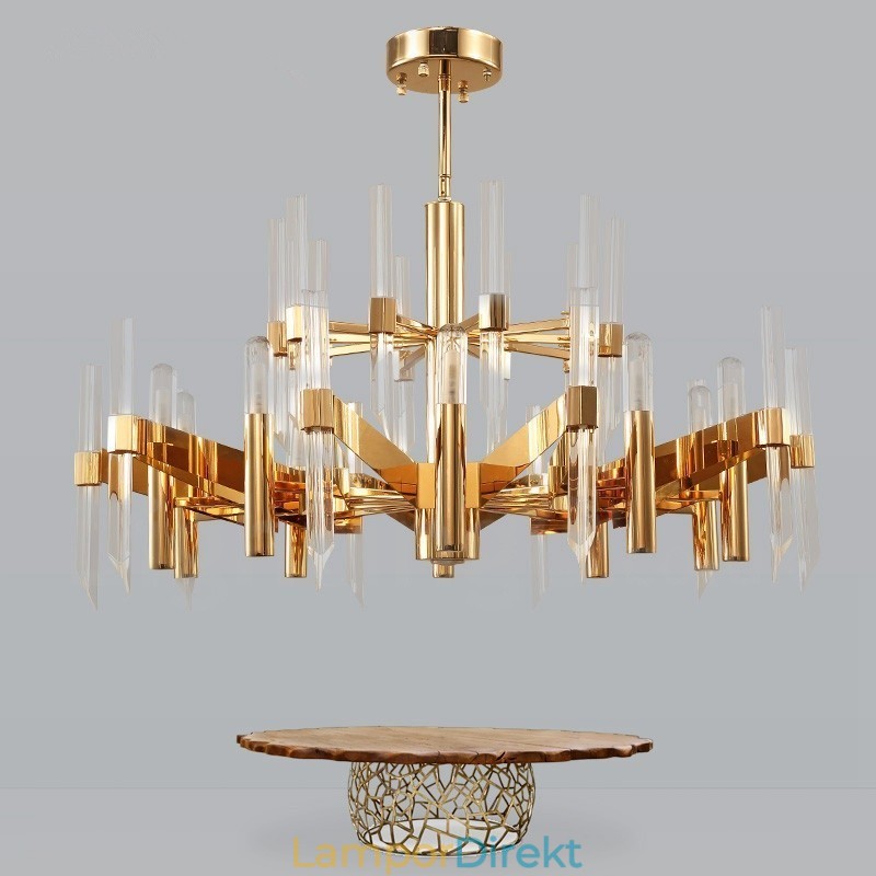 Modern Samtida 18 Ljuskrona Av Aluminiumlegering Med Kristallskärm