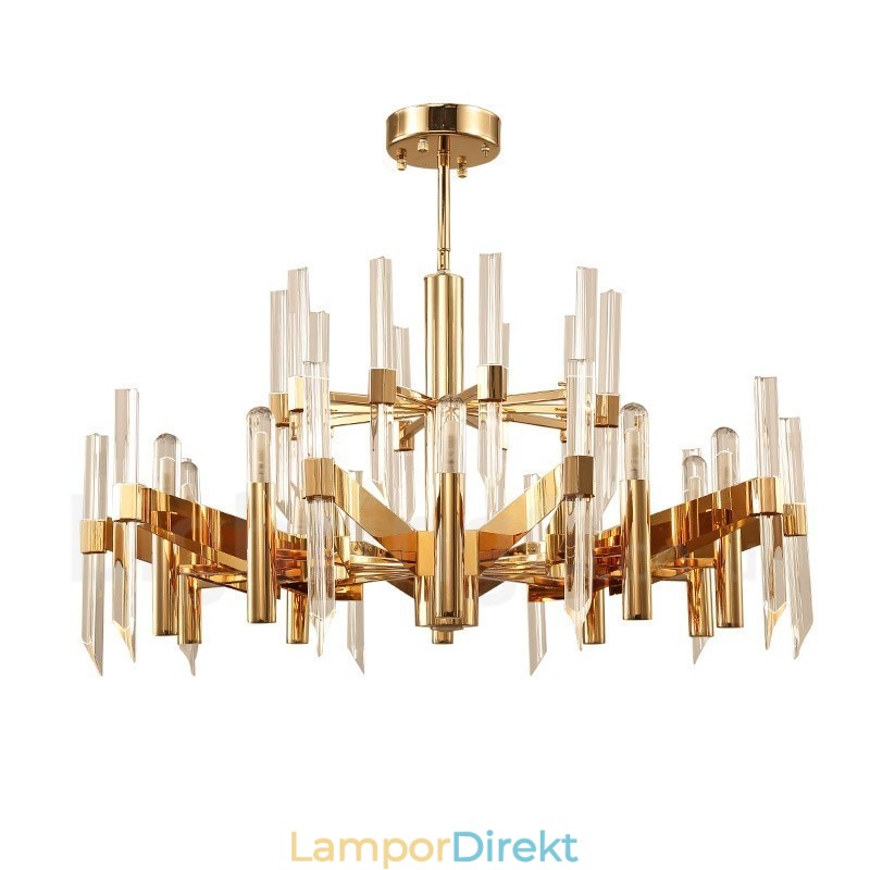 Modern Samtida 18 Ljuskrona Av Aluminiumlegering Med Kristallskärm