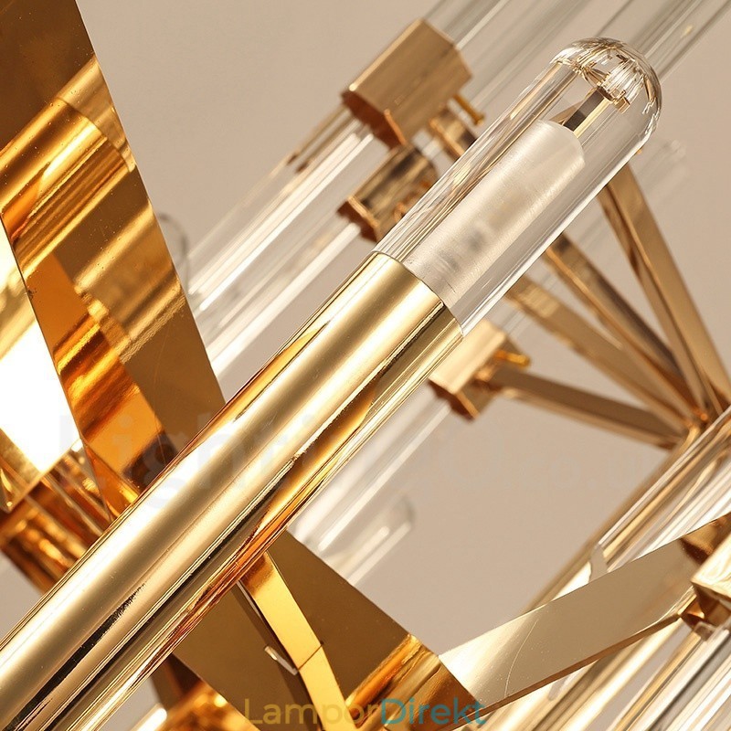 Modern Samtida 18 Ljuskrona Av Aluminiumlegering Med Kristallskärm