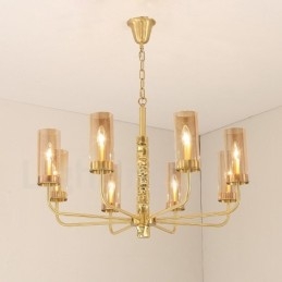 Modern Contemporary 8 Ljus Mässingskrona Med Glasskärm