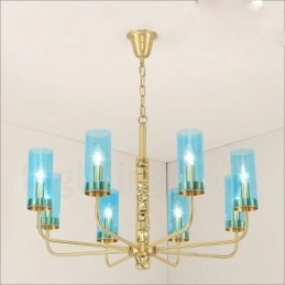 Modern Contemporary 8 Ljus Mässingskrona Med Glasskärm