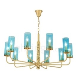 Modern Contemporary 10 Ljus Mässingskrona Med Glasskärm