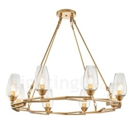 Modern Contemporary 8 Light Steel Pendellampa Med Glasskärm