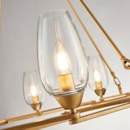 Modern Contemporary 8 Light Steel Pendellampa Med Glasskärm
