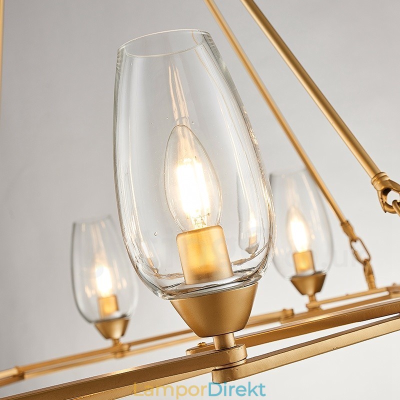Modern Contemporary 8 Light Steel Pendellampa Med Glasskärm